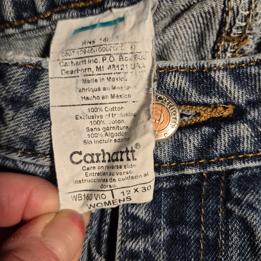 Carhartt Women's 12x30 WB160 VIO Blue Denim Jeans Relaxed Fit 100% Cotton - Picture 4 of 12
